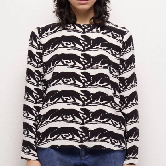 The Kooples Wild Panther Print Blouse Sz 2/M NWT - Picture 2 of 12